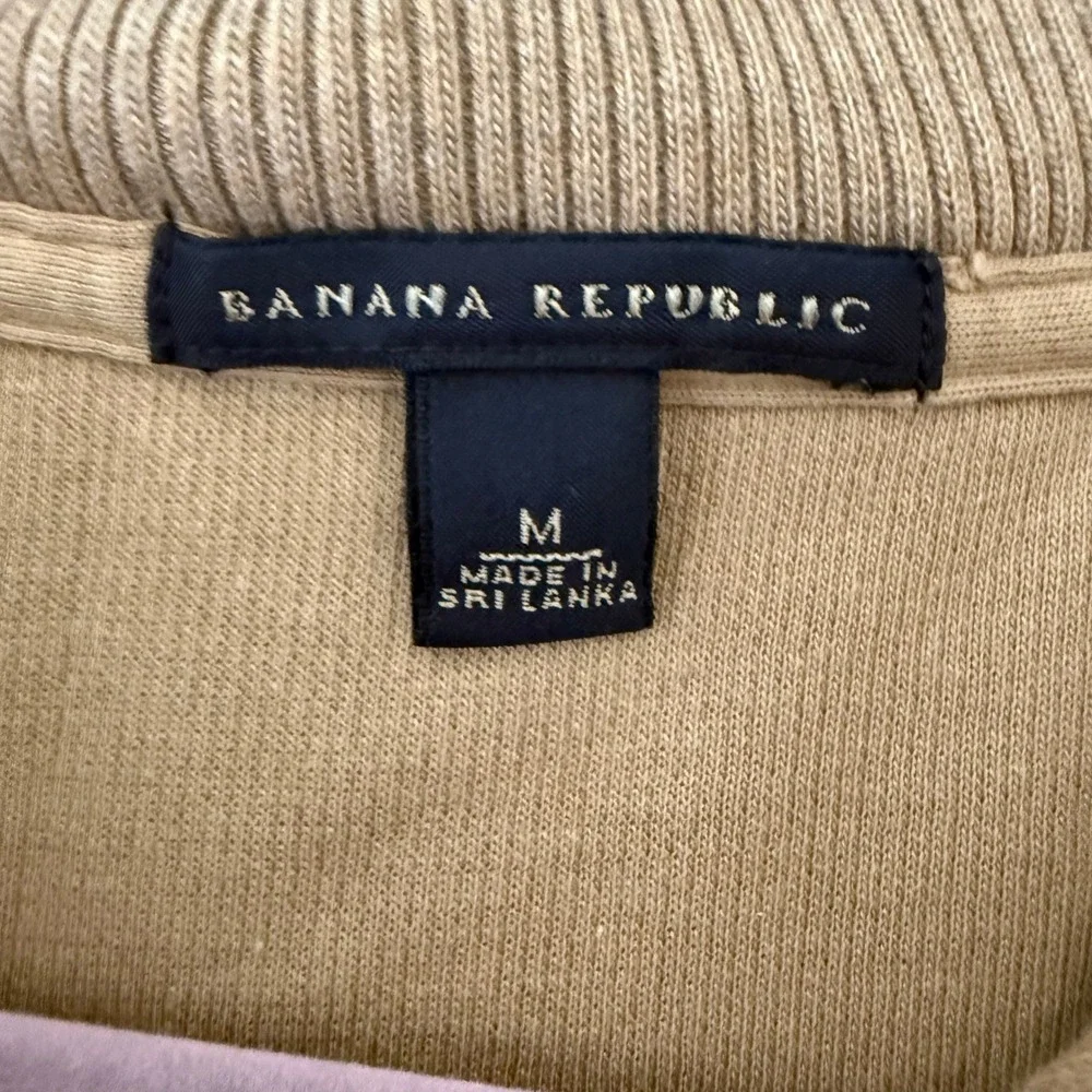 Banana Republic Mens Tan 100% Cotton Quarter Zip Pullover Sweater Medium RN54023